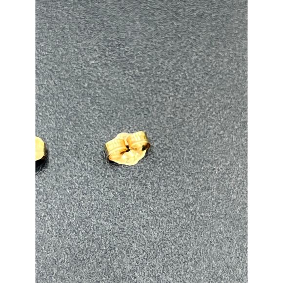 Designer Signed 14k Yellow Gold Green Round Ball Stud Pierced Earrings - Picture 8 of 10